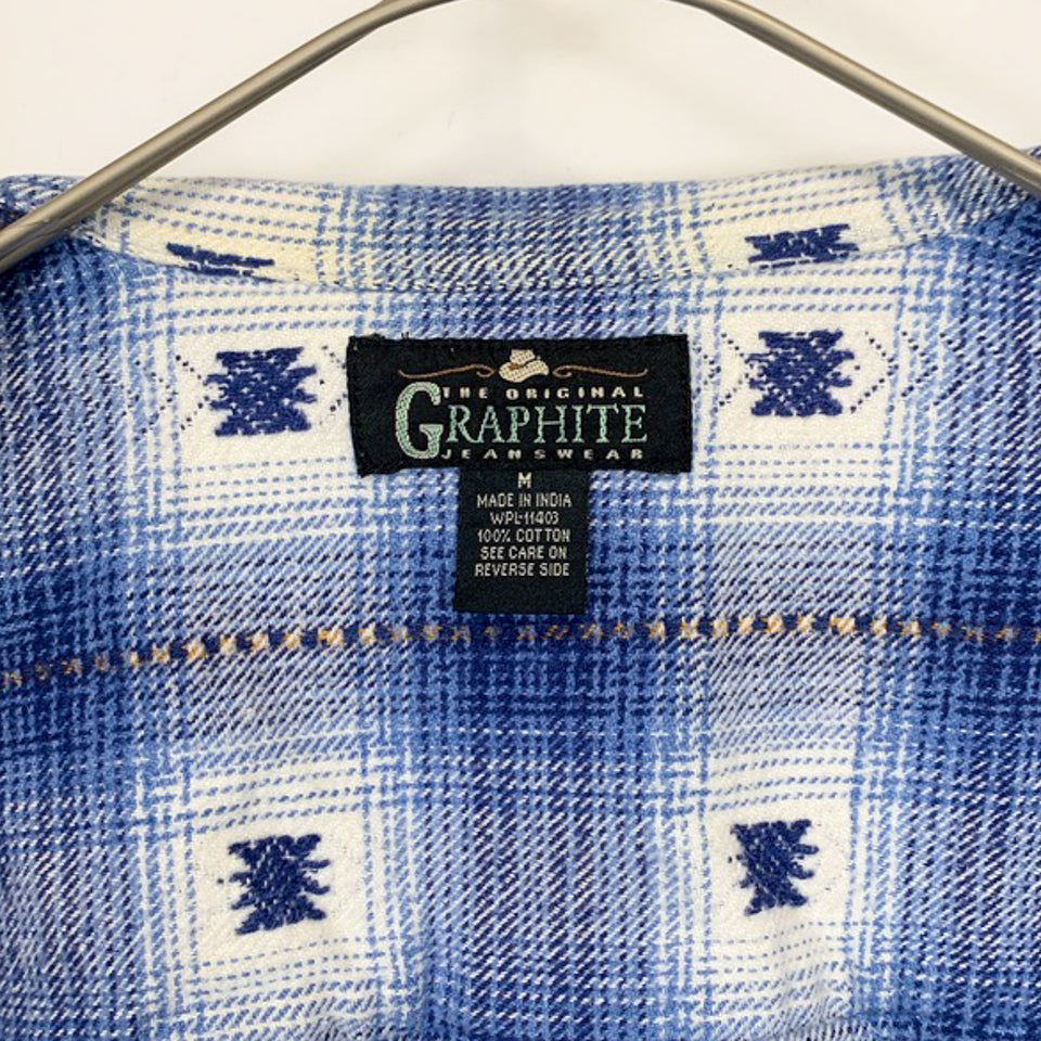 GRAPHITE ブルー ヘビーネルシャツ