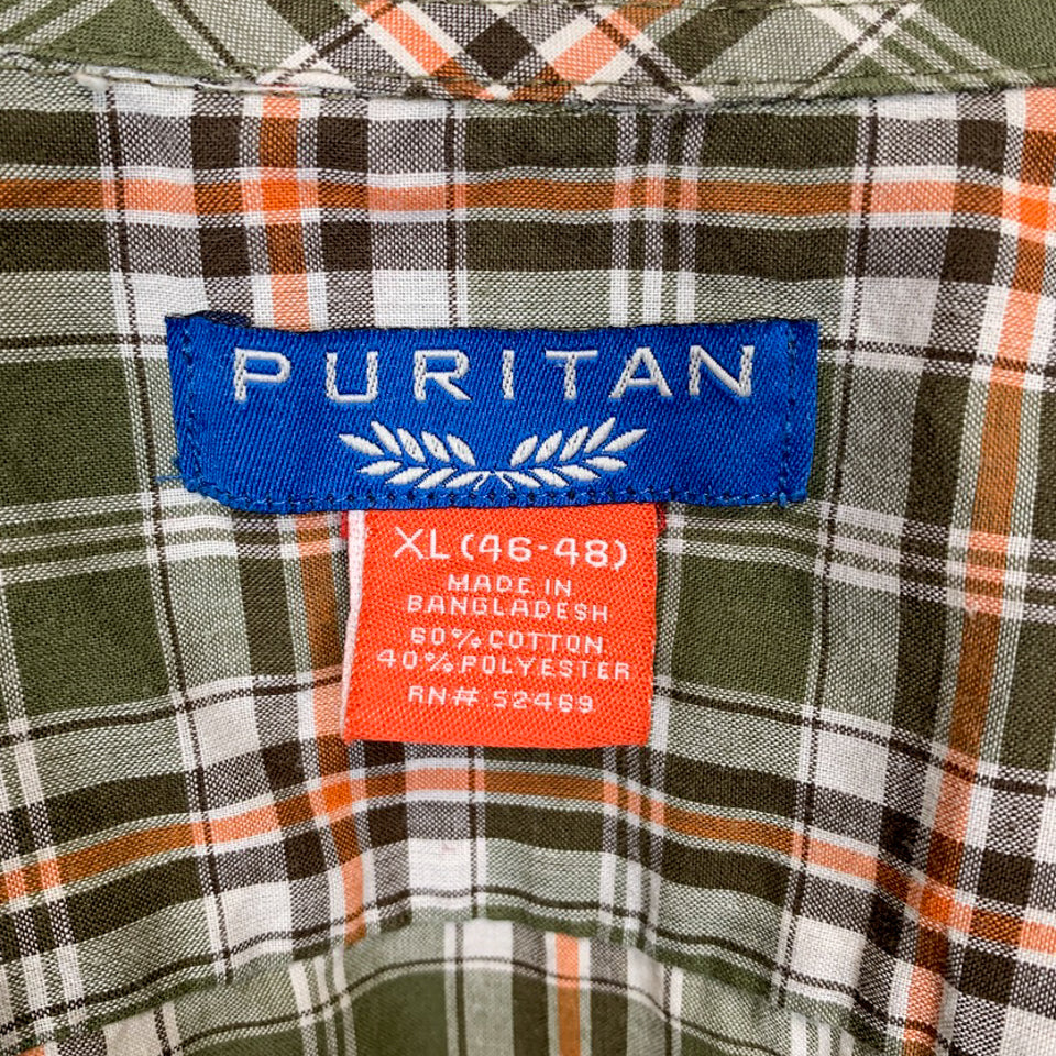 PURITAN グリーン ボタンダウン タータンチェック フランネルシャツ