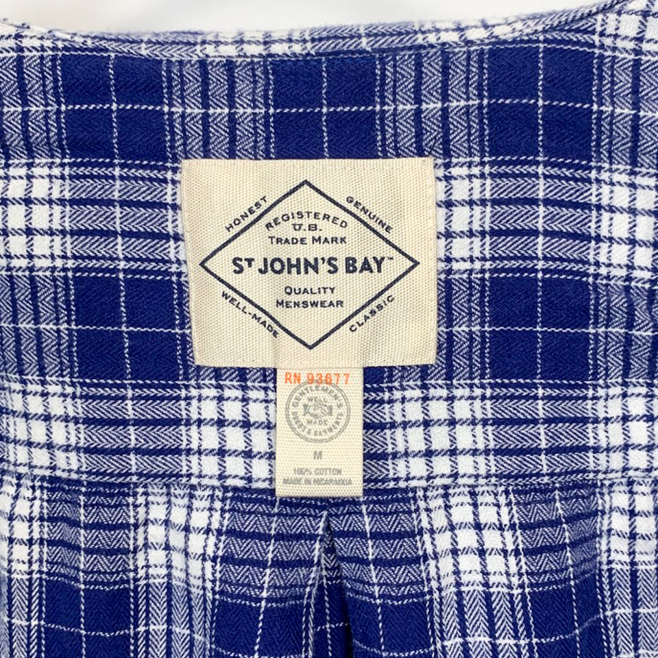 ST.JOHN'S BAY ブルー ボタンダウン タータンチェック フランネルシャツ