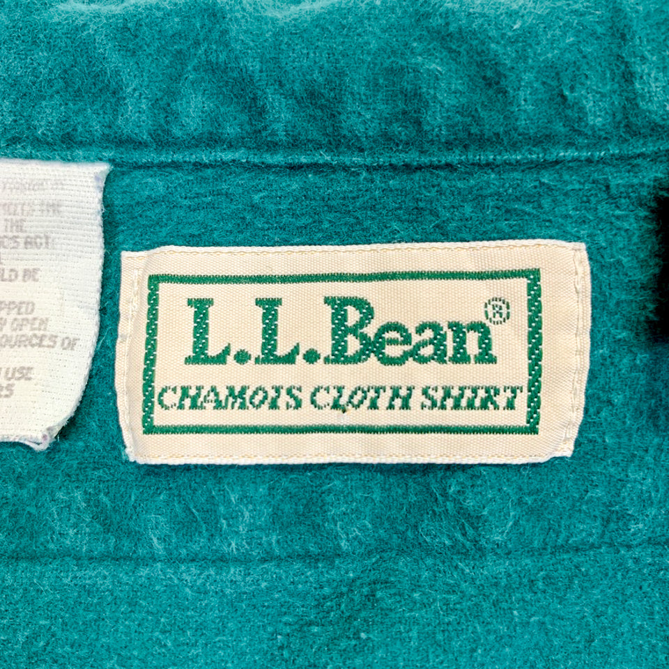 L.L.Bean 90s グリーン アニマル刺繍 ヘビーフランネルシャツ