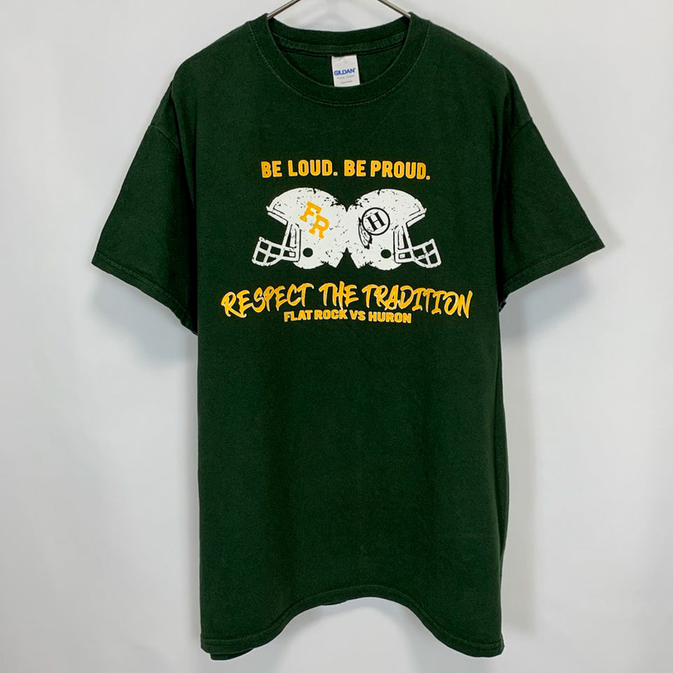 GILDAN ヘビーコットン フットボール FLAT ROCK HURON スポーツTシャツ