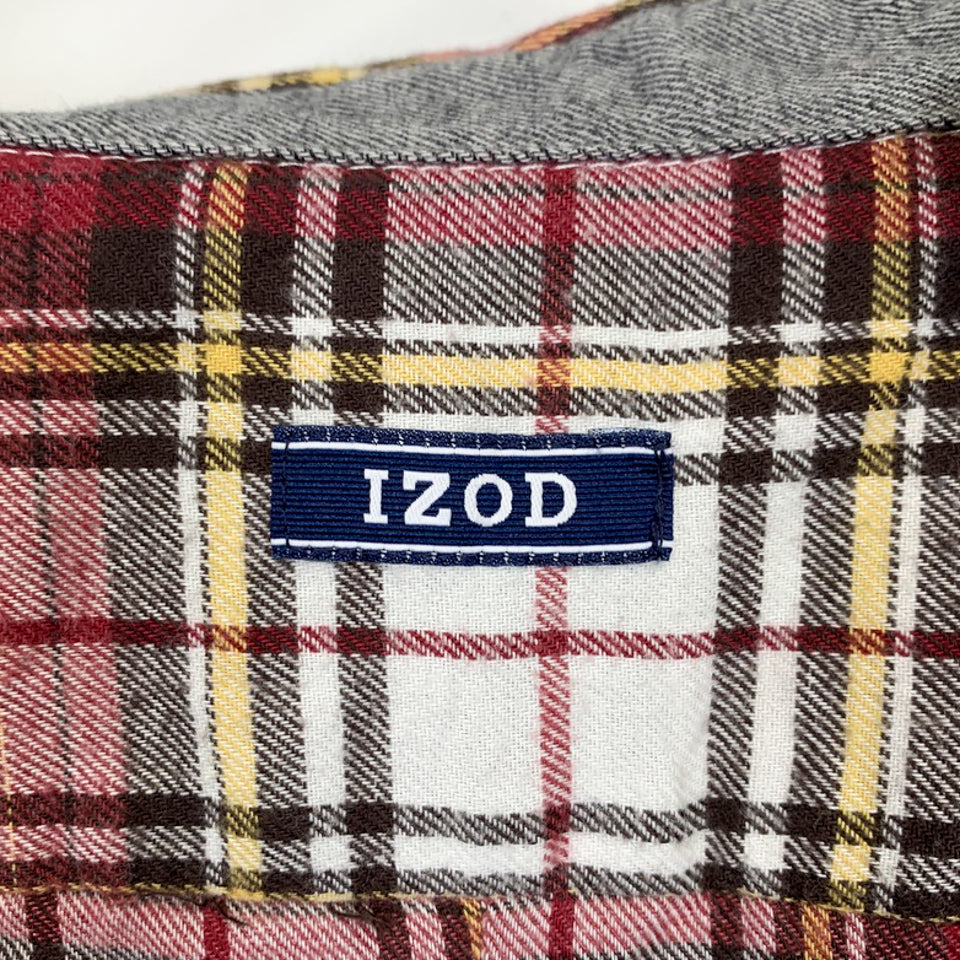 IZOD レッド ボタンダウン タータンチェック フランネルシャツ